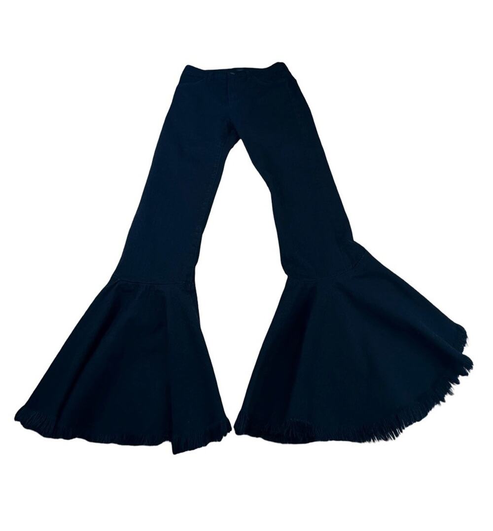 Citizens of Humanity Drew Flounce High Rise Black Flare Fringe Jeans 28